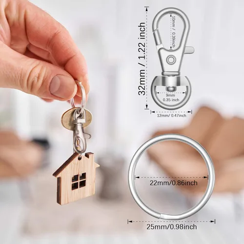 Miniatura 4 de sprookber 100 piezas de cierre de pinza de langosta de metal con llavero, llaveros para manualidades, joyería para llaves, manualidades, clips