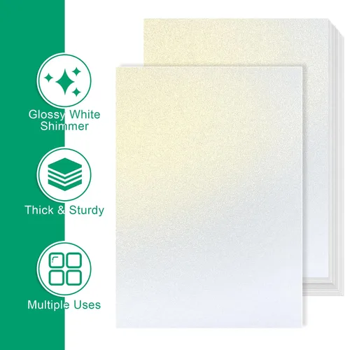 Miniatura 3 de Paquete de 120 cartulina blanca brillante dorada metálica de doble cara, 8.5 x 11 pulgadas, 244 GSM, apta para impresoras láser para bodas