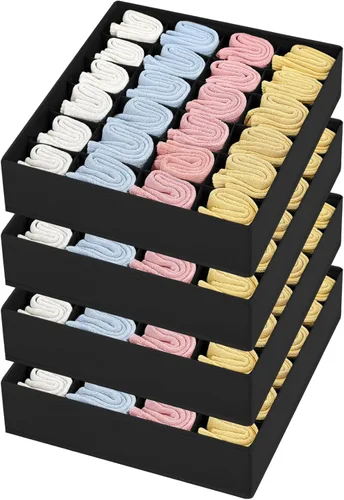Miniatura 29 de Joyoldelf Organizador de cajones para calcetines, organizador de ropa interior, organizador de 16 celdas de tela, cajas de almacenamiento para Gris