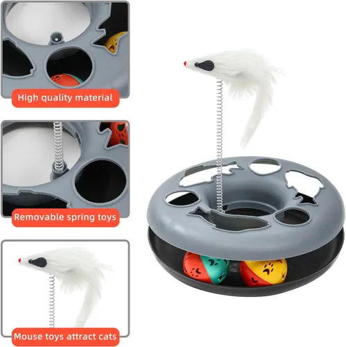 Miniatura 5 de Túnel para gatos, juguete para gatos de interior, juguete para gatos con pista de rodillos, tubo de juego plegable en forma de S, casa laberinto