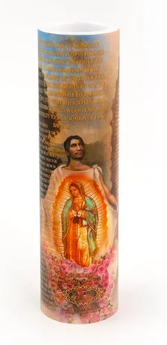 Miniatura 2 de Nuestra Señora de Guadulpe con Juan Diego, vela de oración devocional sin llama LED