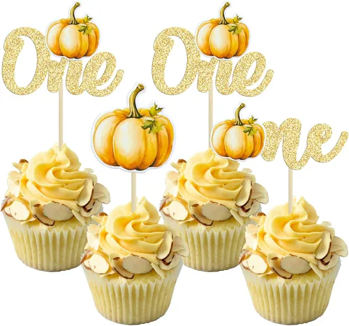 Miniatura 22 de 24 adornos de calabaza para cupcakes con purpurina para otoño, hojas, flores, calabaza, cupcakes, decoración de pasteles para Halloween, decoración