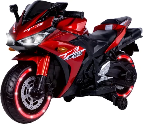 Miniatura 5 de Tamco - Motocicleta para niños, motocicleta de 12 V para niños de 3, 4, 5, 6 años con ruedas de entrenamiento, velocidad a mano, freno de pie, Azul