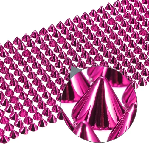 Miniatura 4 de uxcell 1 yarda de puntada en cono de punta, 12 filas de plástico con parte trasera plana, remache punk, cinta para manualidades, bolsos, decoración
