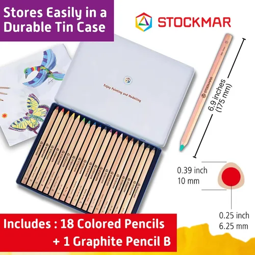 Miniatura 2 de STOCKMAR Lápices de colores triangulares 18 colores + 1 lápiz de grafito
