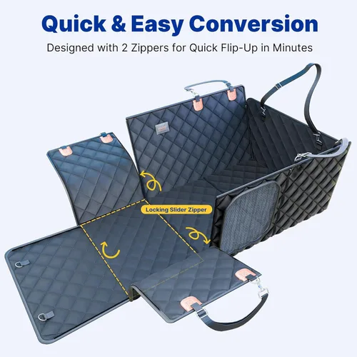 Miniatura 9 de Extensor de asiento trasero convertible para perros, plegable de 400 libras, funda de asiento de automóvil para perro con parte inferior dura