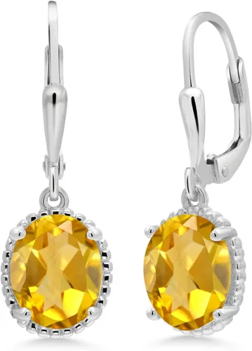 Miniatura 83 de Gem Stone King Aretes colgantes de gota para mujer, plata de ley 925, piedra natal ovalada de 0.354 x 0.276 in, joyería fina, regalos para ella