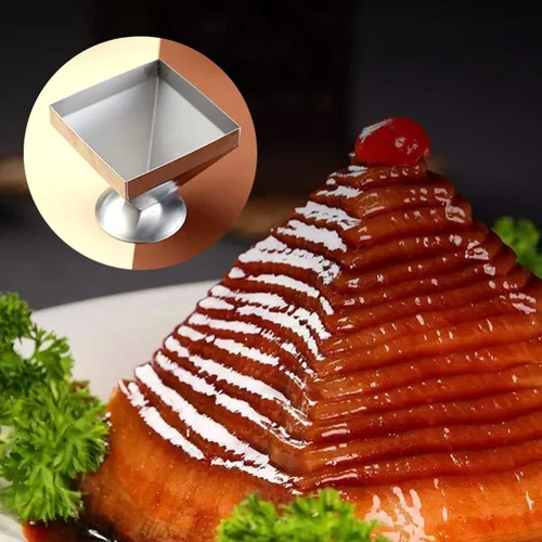Miniatura 2 de DOITOOL Molde de pirámide de acero inoxidable, molde de carne, anillo para pastel, forma de triángulo, forma de relleno de alimentos, moldeador