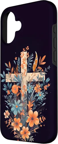 Miniatura 2 de Boho Floral Christian Cross Jesus God Wild Flower Women Case for iPhone 16