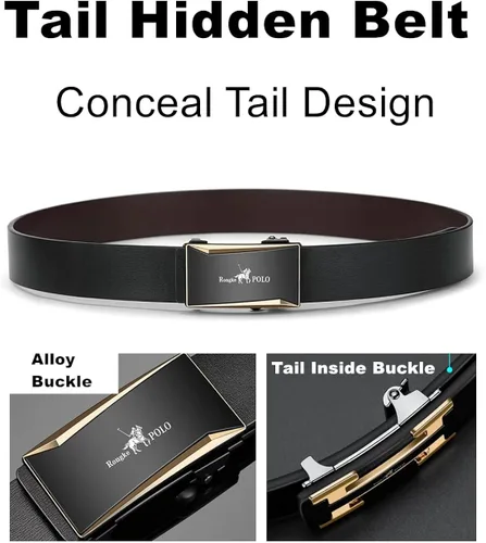 Miniatura 3 de Oyifan Cinturón negro para hombre, cinturón de diseñador de cuero genuino para hombre, cinturón de moda para hombre, cinturón casual para hombre