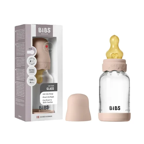 Miniatura 8 de BIBS Boheme - Botella de cristal para bebé, 4.1 fl oz, anticólicos, pezón redondo de látex de goma natural. Apoya la lactancia materna natural