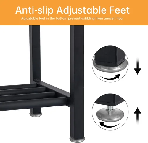Miniatura 6 de Acovy Mesa consola industrial de madera maciza, mesa de entrada de 2 niveles con estantes de almacenamiento, mesa de sofá estrecha para sala