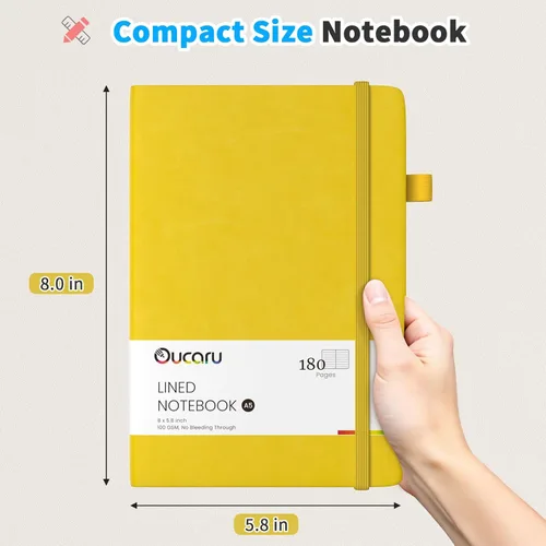 Miniatura 2 de Oucaru Cuaderno rayado, paquete de 4, 180 páginas, diarios A5 para escribir, papel grueso de 100 GSM, cuadernos pequeños diarios para mujeres y 4