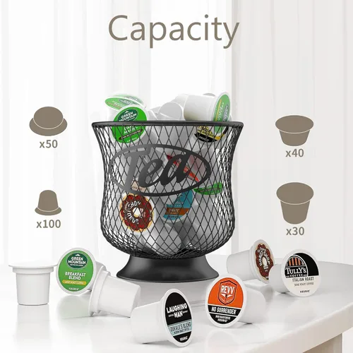 Miniatura 3 de ITHSKUILL Soporte para Cápsulas de Té, Organizador de Tazas K Resistente, Almacenamiento de Gran Capacidad de Tazas K para Cápsulas de Espresso