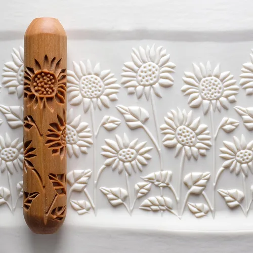 Miniatura 37 de MKM Pottery Tools Rodillos de mano grandes de madera para arcilla (BHR-01 Diagonal Basketweave)