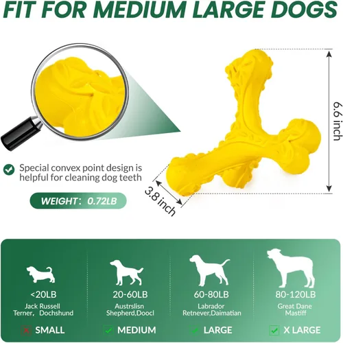 Miniatura 2 de Juguetes masticables para perros de razas grandes que mastican de manera agresiva, juguete de huesos indestructible, juguetes de goma natural