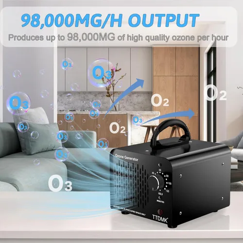 Miniatura 2 de Generador de ozono 98,000 mg/h, eliminación de olores de máquina de ozono comercial, máquina de ozono de alta capacidad, generador de ozono
