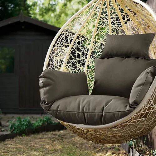 Miniatura 6 de Cojín para silla de huevo colgante para patio, cesta colgante, asiento lavable, color burdeos