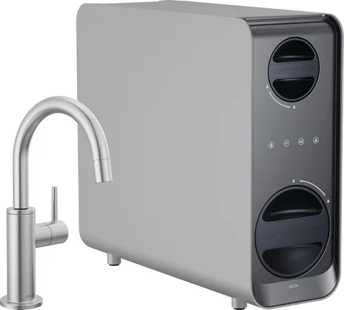 Delta Faucet Clarifi - Sistema de filtro de agua de ósmosis inversa para debajo del fregadero con grifo dispensador de bebidas de acero inoxidable