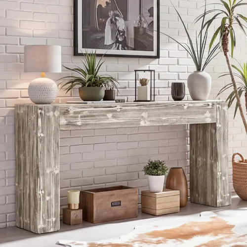 Miniatura 12 de Tribesigns 63-Inch Solid Wood Console Sofa Table, Farmhouse Long Entryway Table Behind Couch for Living Room, Entrance, Hallway, Foyer, Easy