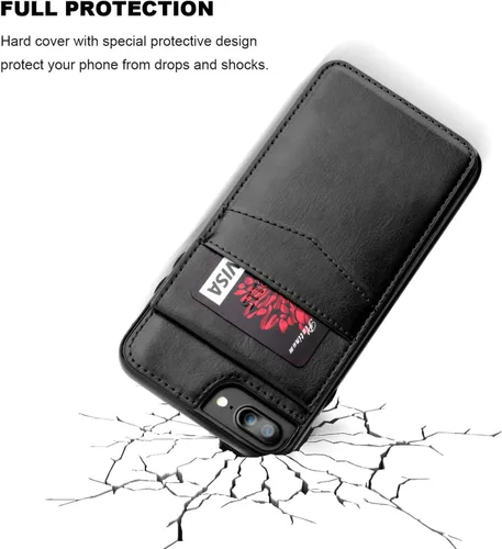Miniatura 6 de KIHUWEY Funda tipo cartera para iPhone 7/8 Plus con tarjetero de crédito, cierre magnético de cuero de primera calidad, resistente funda protectora
