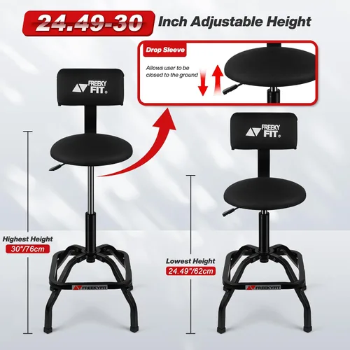 Miniatura 2 de Taburete de tienda con respaldo, taburete de garaje mecánico para taller, taburetes de tienda ajustables, taburetes acolchados para banco de trabajo