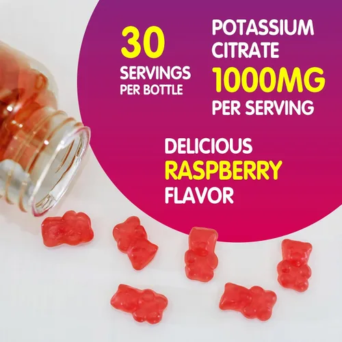Miniatura 7 de duwhot Gomitas de citrato de potasio de 1000 mg, suplemento de potasio para adultos, mujeres y hombres, ayuda a calambres en las piernas y la salud