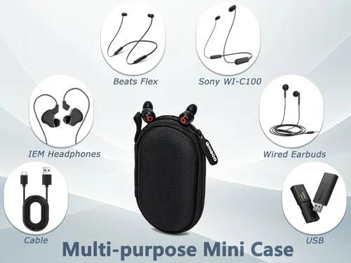 Miniatura 6 de Ginsco Estuche Mini-Portátil para Auriculares Beats Flex Inalámbricos con Micrófono Integrado, para Auriculares Apple EarPods con Cable/Auriculares
