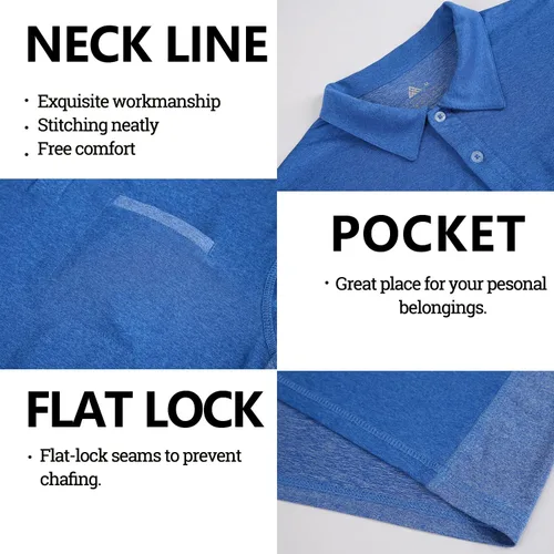 Miniatura 3 de V VALANCH Polo de golf de manga corta para hombre, estilo casual, con cuello que absorbe la humedad