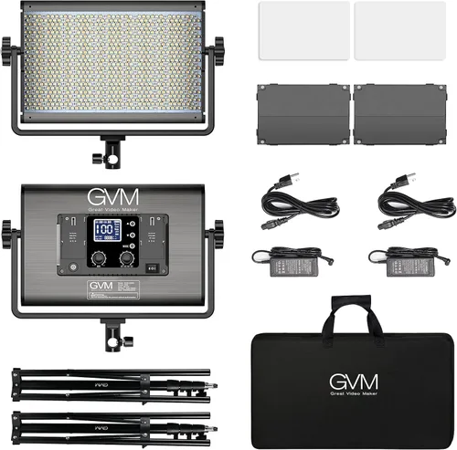 Miniatura 7 de GVM - Luz de video LED RGB de 1300D, kit de iluminación de video de 65 W con control Bluetooth, 25000 lux/1.6 ft, 2 paquetes de luz LED para estudio
