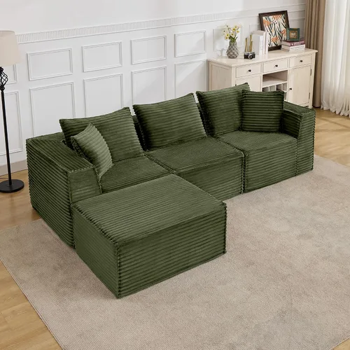 Miniatura 18 de Sofá modular modular de 107 pulgadas, moderno sofá seccional Cloud con asiento profundo, sofá deshuesado en forma de L con diván para sala de estar