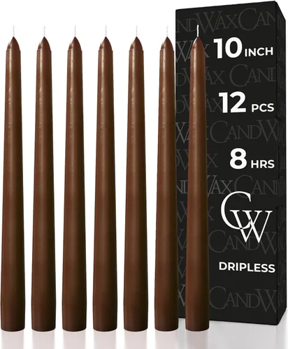 Miniatura 32 de CANDWAX Paquete de 12 velas cónicas rojas – Velas rectas sin goteo de combustión lenta sin perfume de 12 pulgadas – Ideal para mesa de comedor – Rojo