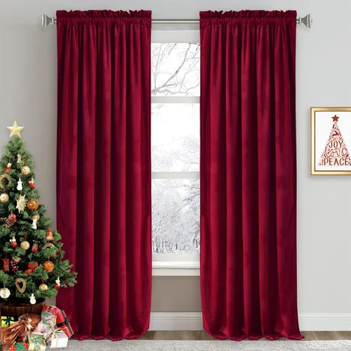 Miniatura 37 de RYB HOME Cortinas de terciopelo verde oliva de 72 pulgadas de largo, cortinas opacas con aislamiento térmico, tratamiento de ventana, decoración