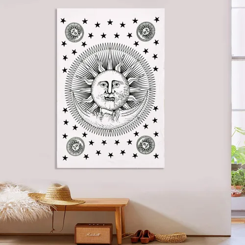 Miniatura 2 de ANJANIYA Tapiz de mandala de teñido anudado, diseño de tarot bohemio, para colgar en la pared, para habitación, hippie de playa