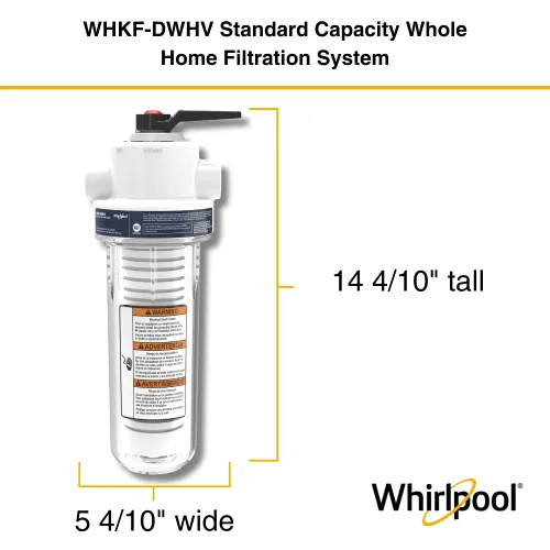 Miniatura 4 de Whirlpool Sistema de filtración de agua para toda la casa de 10 x 2.5 pulgadas WHKF-DWHV, puertos de 3/4", carcasa transparente, filtro de agua