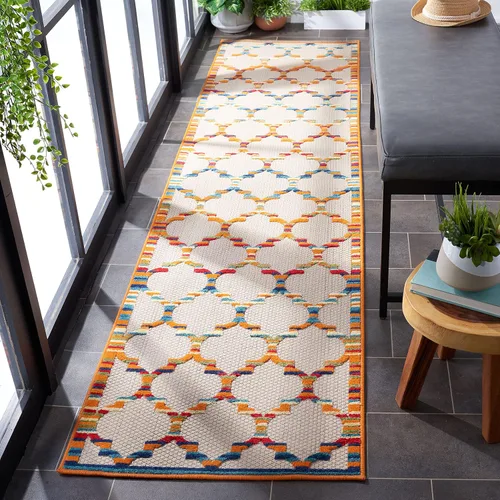 Miniatura 22 de SAFAVIEH Alfombra lavable para exteriores, colección Cabaña, 2'2" x 5', azul y gris, no desprende pelusa y fácil de limpiar, entrada puerta