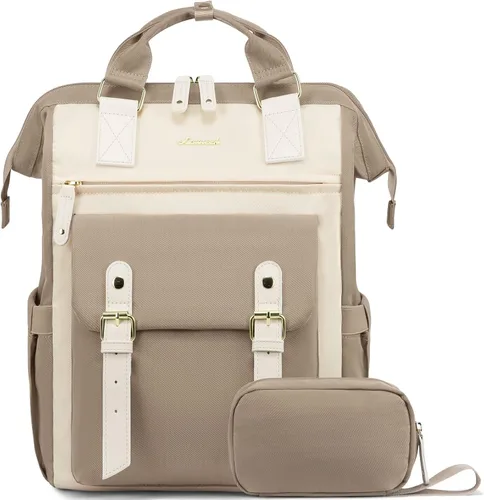 Miniatura 20 de LOVEVOOK - Mochila para laptop de mujer, bolsa de trabajo, viaje, computadora, mochila para maestra o enfermera, bolsa para libros, beige verde
