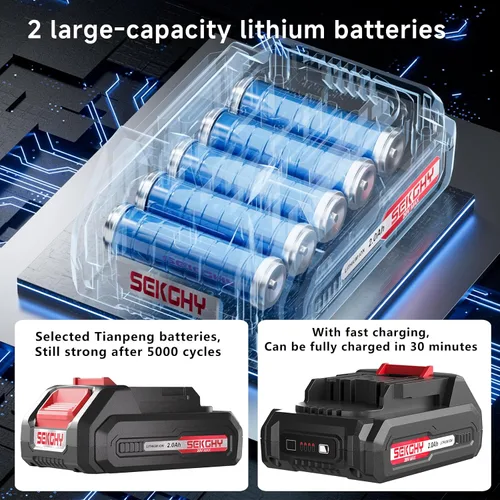 Miniatura 6 de Taladro eléctrico sin escobillas inalámbrico, con batería y cargador 70 N.m 20V Electric drill cordless set 10 batches and storage bag 13 twist