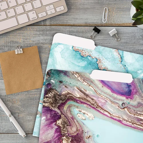 Miniatura 3 de Better Office Products Carpetas decorativas para archivos, paquete de 12, 6 diseños, pesadas, tamaño carta (9.5 x 11.5 pulgadas) con pestaña