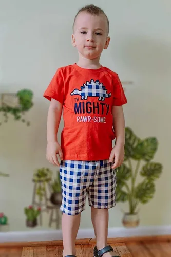 Miniatura 21 de Conjunto de camiseta de manga corta y pantalón corto de algodón para niño pequeño