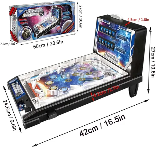 Miniatura 2 de Pinball Machine Retro Arcade Machine Mini juego de arcade de mesa electrónico Super Marble Game con luces anotadoras música