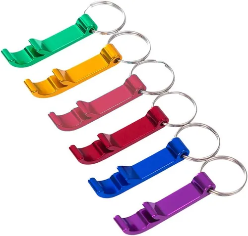 SEIWEI 6 abrebotellas de cerveza de metal, llavero de aluminio, abrebotellas de bolsillo con llavero para latas de bebidas de bar para hombres y 6