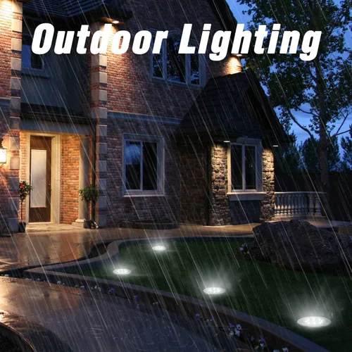 Miniatura 4 de ODEETRONIC Luces solares de tierra, paquete de 12 unidades de 8 luces LED de disco solar, luz impermeable para exteriores, luz redonda de disco