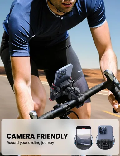 Miniatura 2 de Lamicall Soporte de Teléfono para Motocicleta y Bicicleta - [Liberación Rápida en 1s] Clip de Soporte para Teléfono Celular para Bicicleta, Rojo