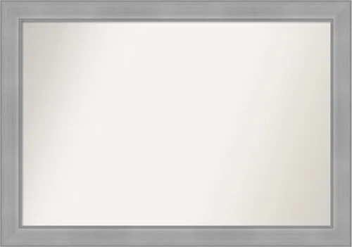 Miniatura 9 de Amanti Art Espejo de Baño Plateado para Sobre el Fregadero, 28x22 pulgadas Vista Espejo Rectangular de Tocador de Níquel Cepillado, Marco Casual