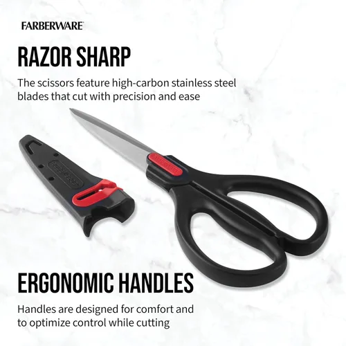 Miniatura 4 de Farberware Tijeras multiusos de acero inoxidable autoafilables con manga Edgekeeper Negro
