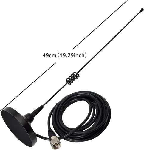 Miniatura 2 de HYS Base magnética móvil Amateur Antena de doble banda VHF 144/UHF 430MHz Whip W/13 pies RG58 Cable coaxial UHF-macho/PL259 para radios de jamón