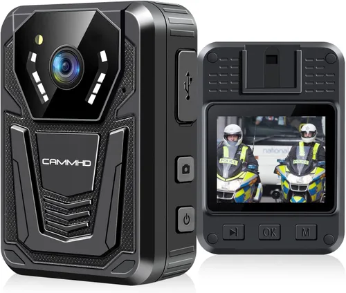 CAMMHD Cámara corporal F6 1TB 4K, trabajo de 12 a 14 horas y visión nocturna ultra, cámaras corporales impermeables con grabación de audio y video