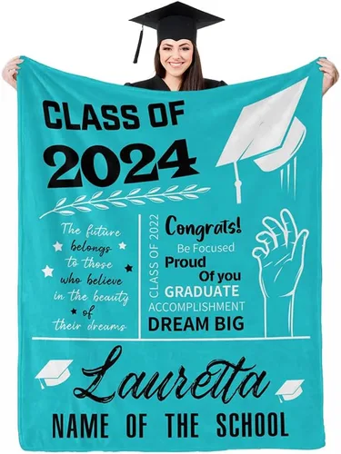 Miniatura 20 de D-Story Manta personalizada con foto, regalos de graduados universitarios para ella, regalos de graduación de felicitaciones, mantas personalizadas