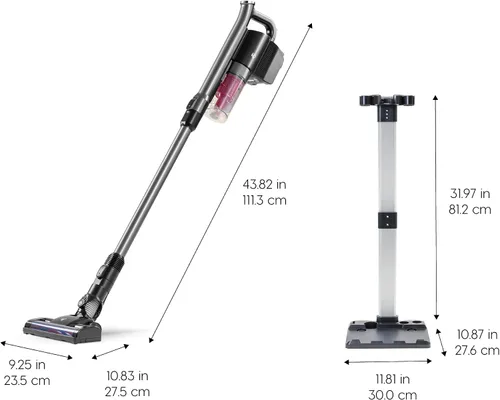 Miniatura 2 de IRIS USA Aspiradora ciclónica inalámbrica con cabezal de cepillo motorizado, base de soporte y 4 accesorios, barra de succión de 60 K RPM, batería